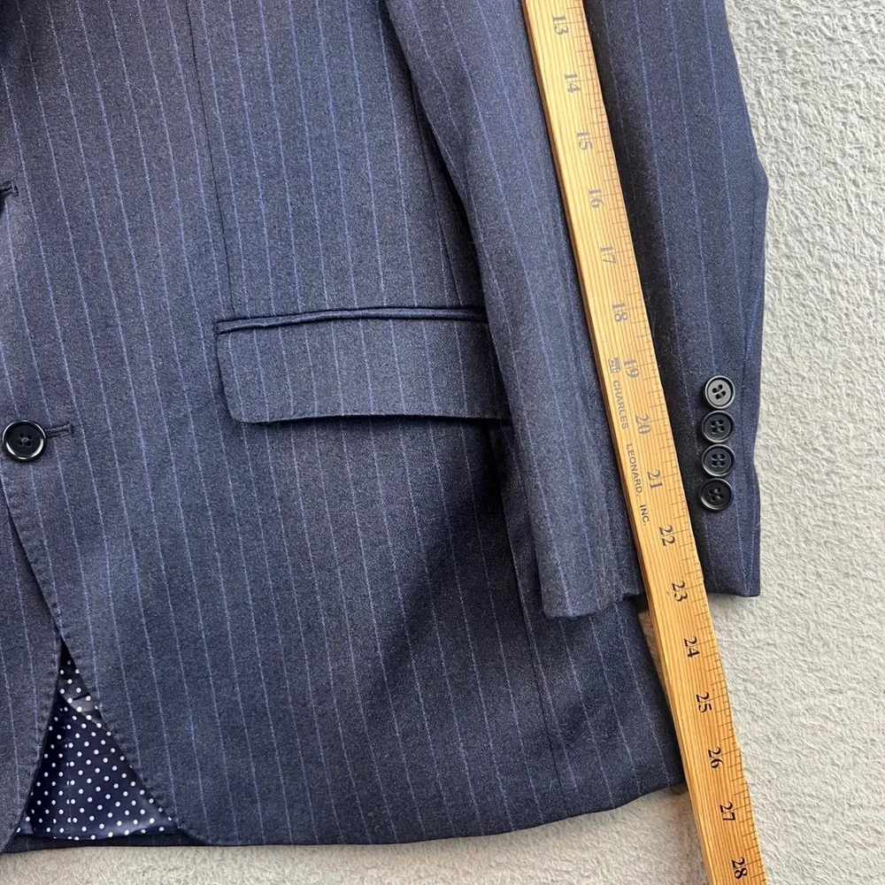 Tallia Mens Blue Pinstripe Blazer Two Button Sport Coat Polka Dot Lining 40R